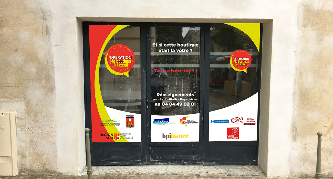 habillage vitrine opération Ma boutique agence easy